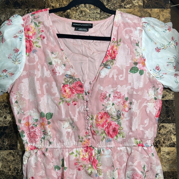 Anthropologie L Hemant & Nandita rose garden pink blouse - Picture 12 of 14